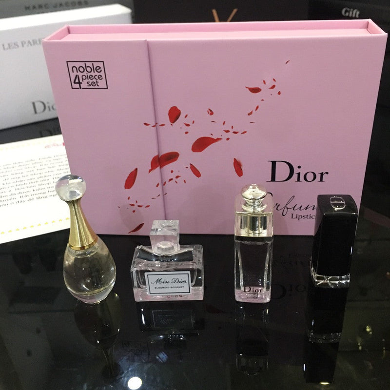 Conjunto de 5 frascos de perfume Mini Dior, conjunto de perfume com conjunto de batom perfume dior.