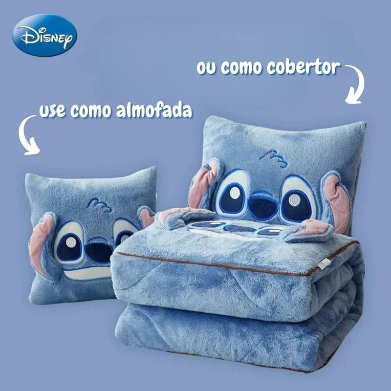 Cobertor do Stitch bordado dois em um almofada do Stitch Disney Almofada e cobertor no mesmo produto.