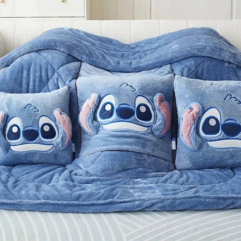 Cobertor do Stitch bordado dois em um almofada do Stitch Disney Almofada e cobertor no mesmo produto.