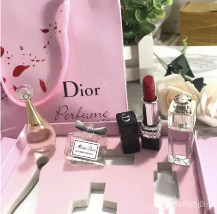 Conjunto de 5 frascos de perfume Mini Dior, conjunto de perfume com conjunto de batom perfume dior.